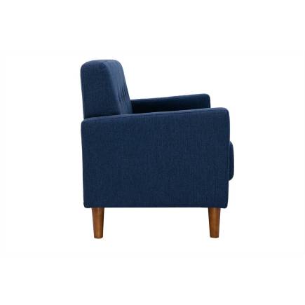 Canapé droit en tissu bleu et bois Odessa L160 x P70 x H82