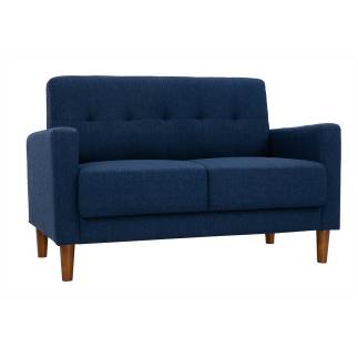 Canapé droit en tissu bleu et bois Odessa L160 x P70 x H82