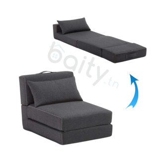 Fauteuil Lit Pliable Avec Coussin Couleur Gris 