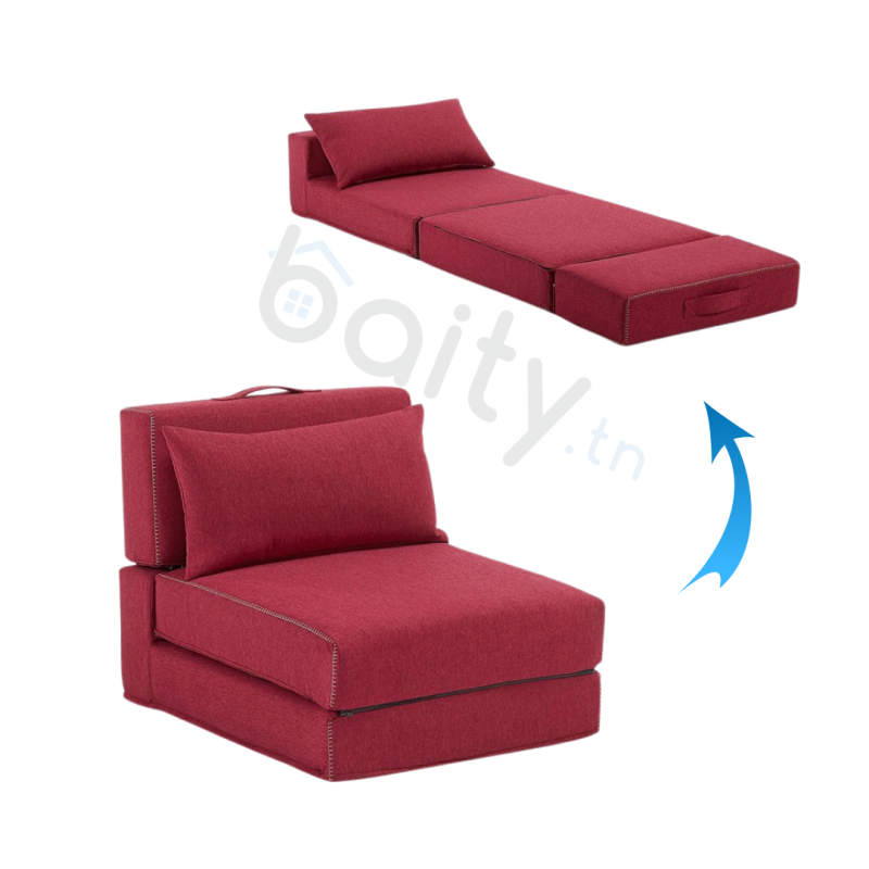 Fauteuil Lit Pliable Avec Coussin Couleur rouge