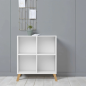 Bibliothèque d'entrée scandinave bois MDF stratifié - Blanc 