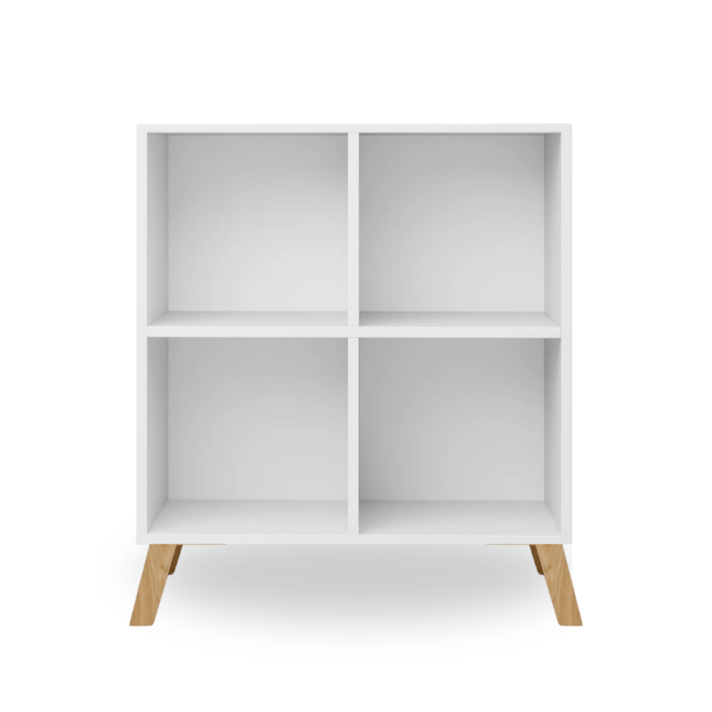 Bibliothèque d'entrée scandinave bois MDF stratifié - Blanc 