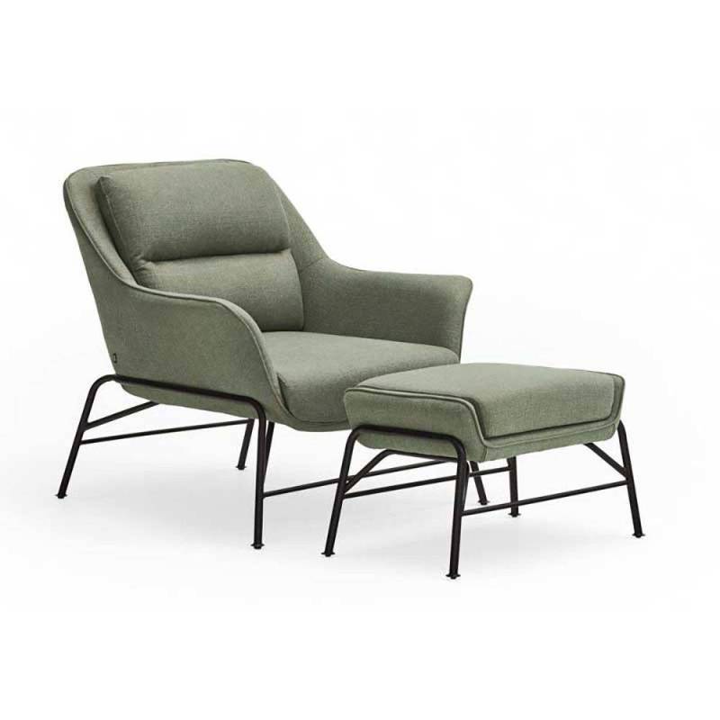 Fauteuil Telsa  Gris  avec pouf  -  Métal  