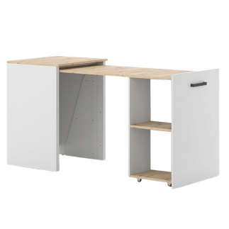 bureau pliable yris blanc et chêne Bois Mdf Stratifié