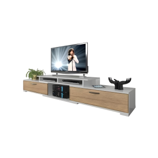 Meuble Tv  Chêne et Blanc