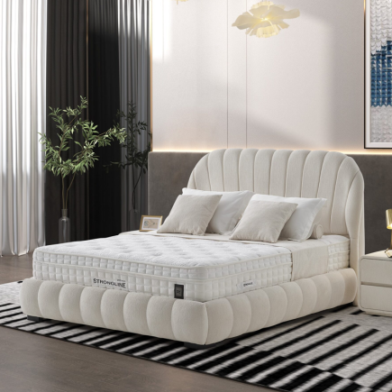 Lit adulte capitonnée sirius blanc