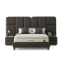 LIT CAPITONNÉ POUR ADULTE LAYANO AVEC 2 TABLE DE NUIT - MARRON