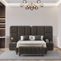 LIT CAPITONNÉ POUR ADULTE LAYANO AVEC 2 TABLE DE NUIT - MARRON