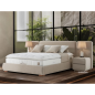 LIT CAPITONNÉ POUR ADULTE  EVANA  AVEC 2 TABLE DE NUIT - BEIGE