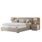LIT CAPITONNÉ POUR ADULTE  EVANA  AVEC 2 TABLE DE NUIT - BEIGE
