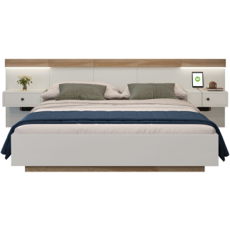 LIT POUR ADULTE MDF PRESTIGE - BLANC ET CHENE