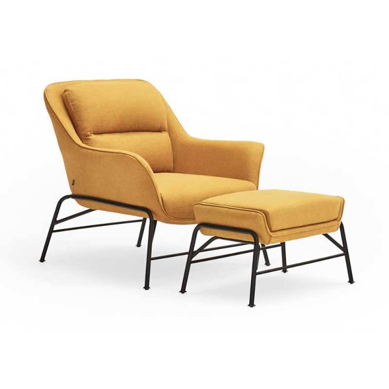 Fauteuil Telsa  Jaune  avec pouf  -  Métal  