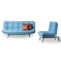 Ensemble canapé et fauteuil convertible MISA-Bleu Ciel