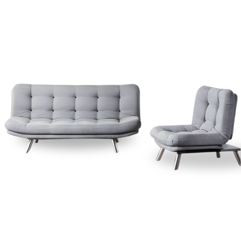 ENSEMBLE CANAPÉ ET FAUTEUIL CONVERTIBLE MISA-Gris 