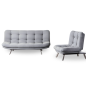 ENSEMBLE CANAPÉ ET FAUTEUIL CONVERTIBLE MISA-Gris 