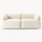 canapé modulable 2 places VELLORA blanc cassé