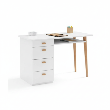 Bureau scandinave blanc 4 tiroirs