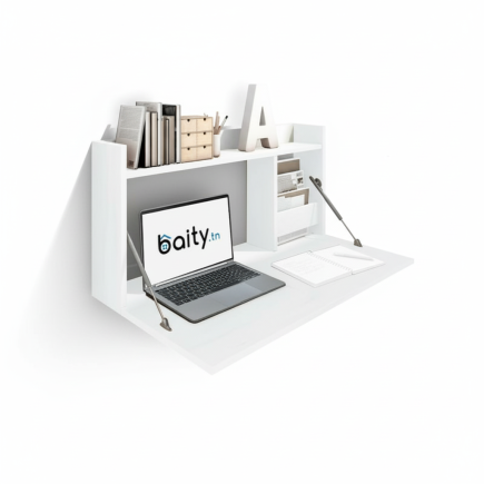 Bureau mural - 80*52*60 cm - Bois MDF stratifié - blanc