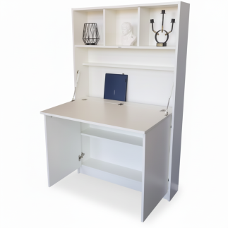 bureau pliable LEONA  blanc bois MDF stratifiés
