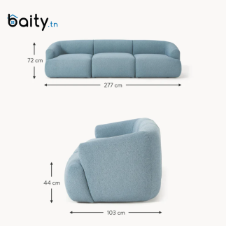 canapé modulable 3 places VERONA bleu