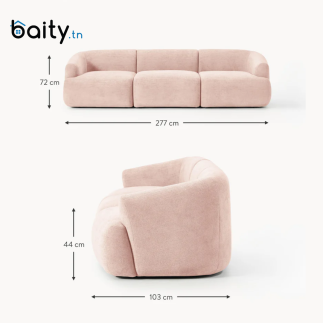 canapé modulable 3 places VERONA rose