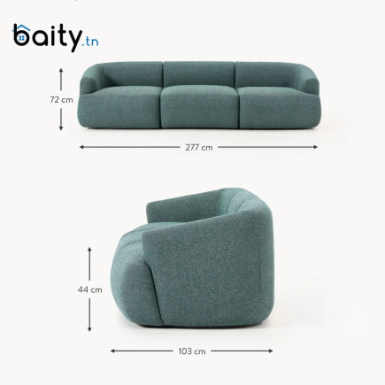 canapé modulable 3 places VERONA bleu pétrol