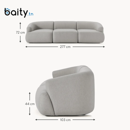 canapé modulable 3 places VERONA gris