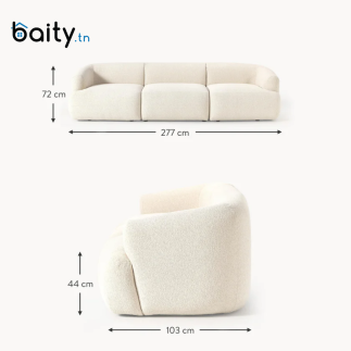 canapé modulable 3 places VERONA blanc cassé