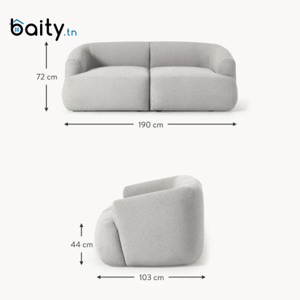 canapé modulable 2 places VELLORA gris