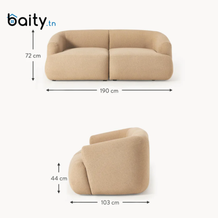 canapé modulable 2 places VELLORA beige