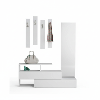 Meuble d'entrée moderne blanc 2 en 1