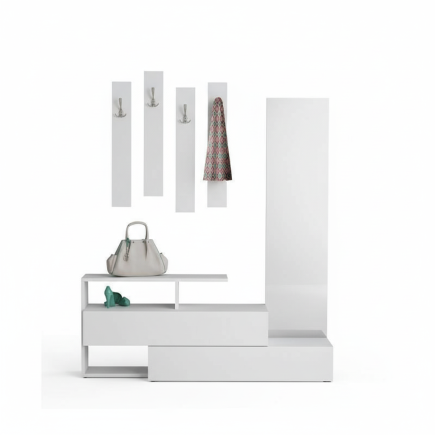 Meuble d'entrée moderne blanc 2 en 1