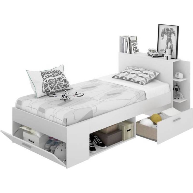 Lit enfant KAISER-Blanc-90*190cm Lit enfant KAISER-Blanc-90*190cm