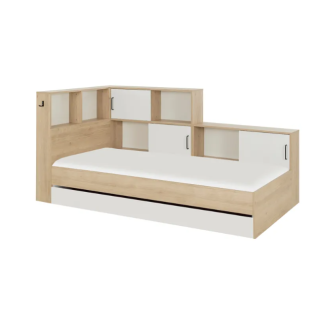 Lit gigogne avec rangement multiple - Blanc