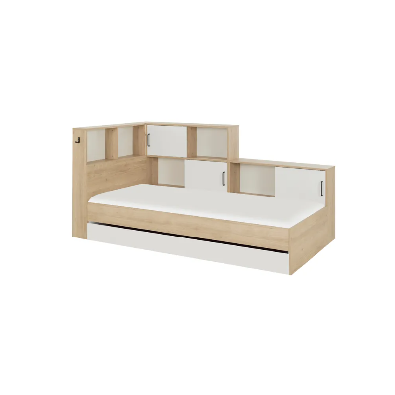 Lit gigogne avec rangement multiple - Blanc
