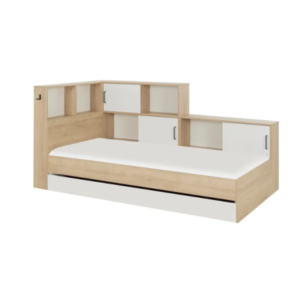Lit gigogne avec rangement multiple - Blanc