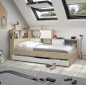 Lit gigogne avec rangement multiple - Blanc