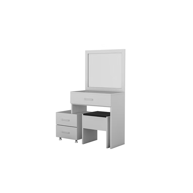 Coiffeuse Classique avec chaise - Bois MDF stratifié - Blanc