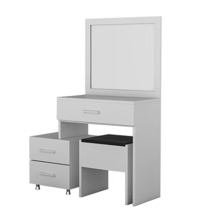 Coiffeuse Classique avec chaise - Bois MDF stratifié - Blanc