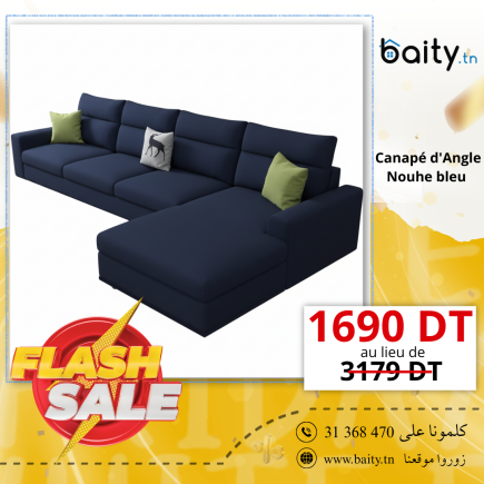 VENTE FLASH Canapé d'Angle Nouhe bleu