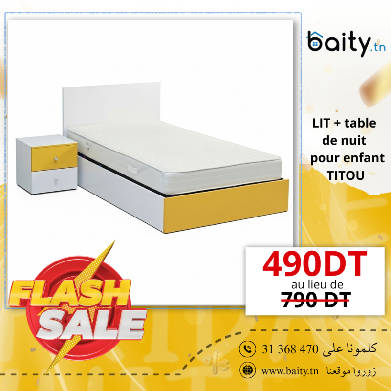 VENTE FLASH LIT + table  de nuit   pour enfant TITOU