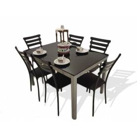 Table Cuisine Luxy  Avec 6  chaises - 120cm*80cm - noir 