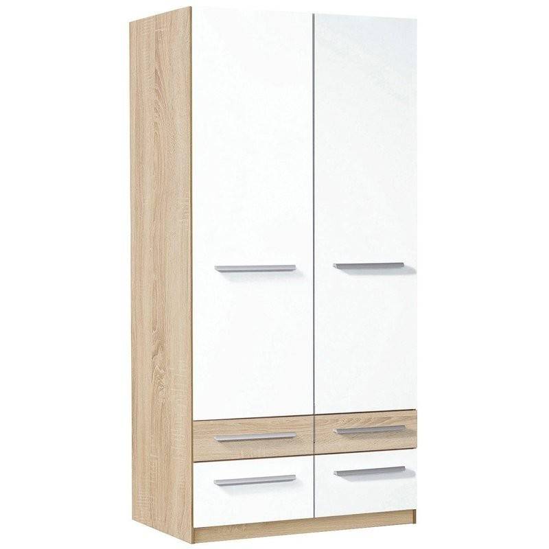 Armoire Camilia - MDF STRATIFIÉ -100*190*50 cm - Blanc & chêne Armoire Camilia - MDF STRATIFIÉ -100*190*50 cm - Blanc & chêne