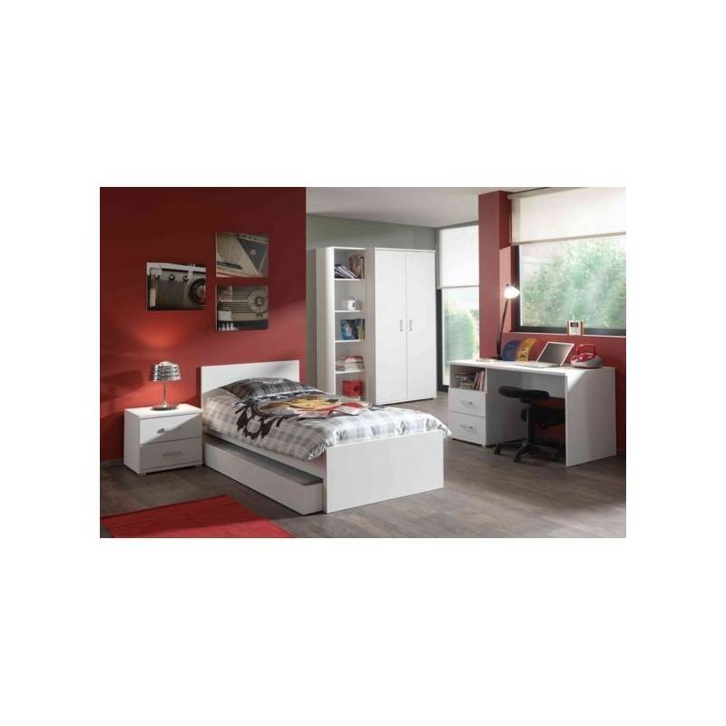 Chambre à coucher Omar - Bois MDF stratifié - Blanc 