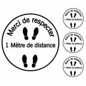 Pack Sticker 1 métre de distance - 3 pcs 17*17 cm - 1 pcs 47*47 cm - noir - STICKER2647
