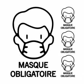Pack Sticker masque obligatoire - 3 pcs 12*19 cm - 1 pcs 40*61 cm - noir - STICKER2645-3