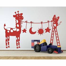 Sticker mural giraffe et chat -sticker443 -57*57 cm